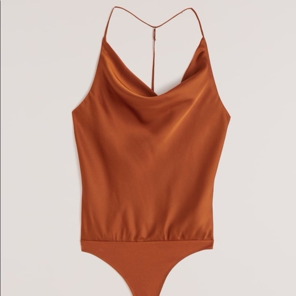 Abercrombie Satin Cowlneck Tstrap Back Bodysuit